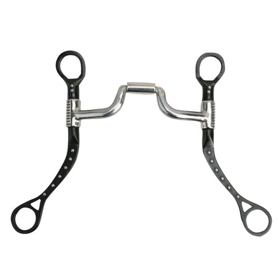 Myler MBB Black Steel Flat Shank Horse Bit - MB 43MP Narrow Medium Ported Barrel - Sweet Iron & Copper - Level 2-3 - 6 3/4" Shank