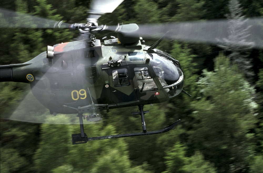 MBB Bo 105 helicopter of the Swedish Air Force Canvas Art - Daniel KarlssonStocktrek Images (18 x 12)