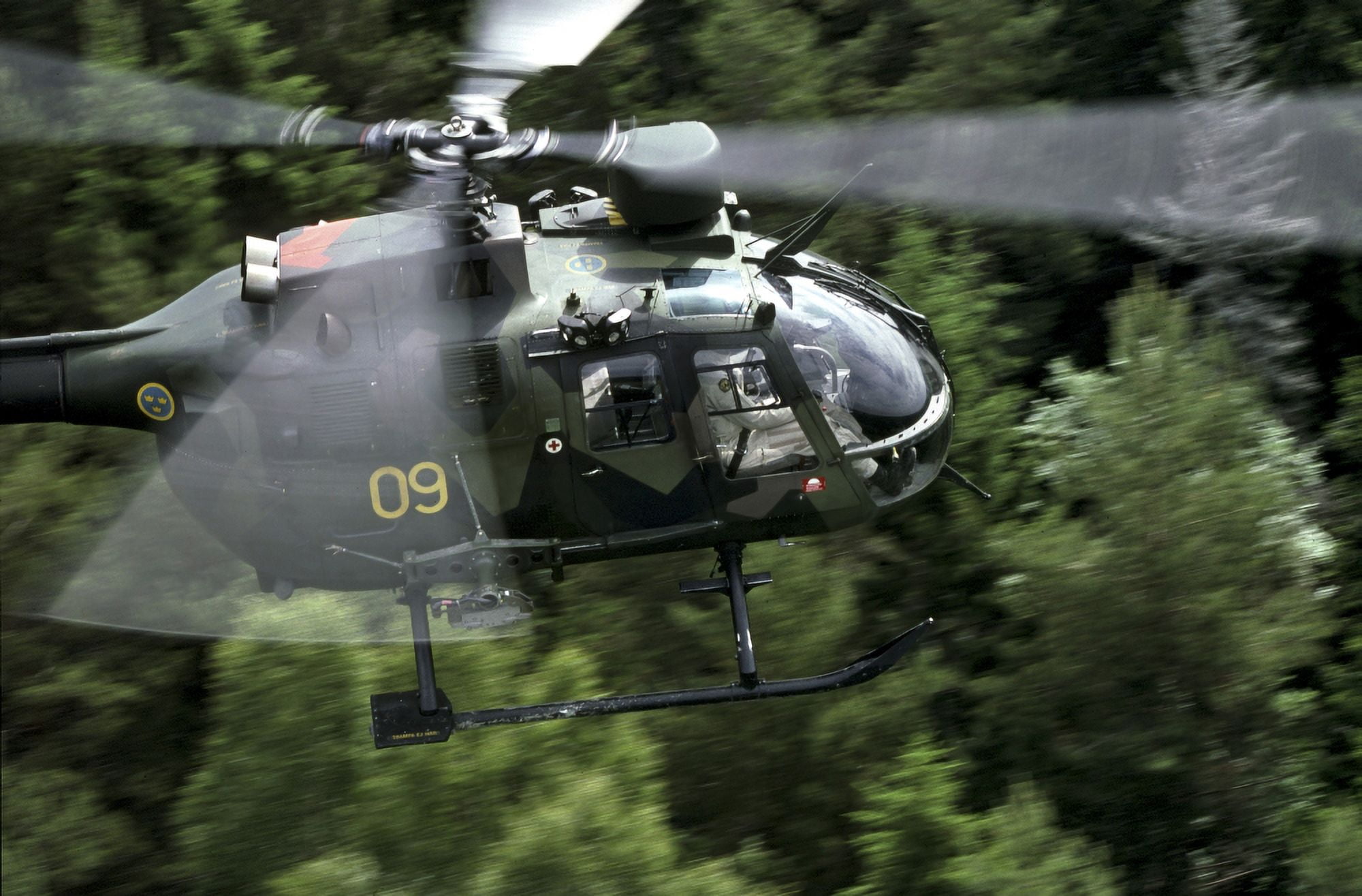 MBB Bo 105 helicopter of the Swedish Air Force Canvas Art - Daniel KarlssonStocktrek Images (35 x 23)