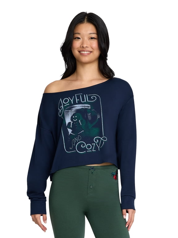 Women's Sleep Long Sleeve Crewneck, Sizing XS-XXL