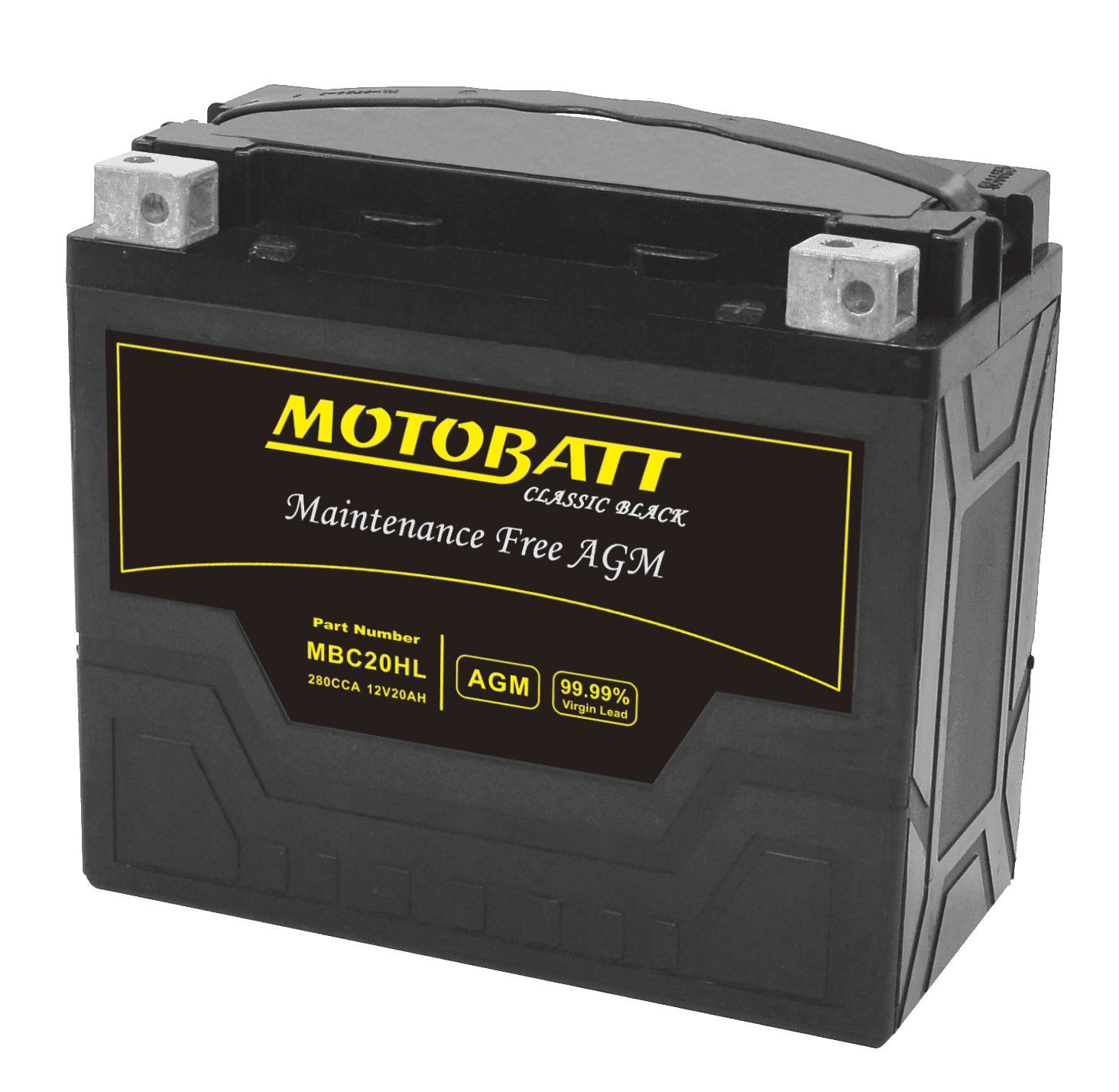 MBC20HL Motobatt Classic Black AGM FA Battery HD Terminal Block ...