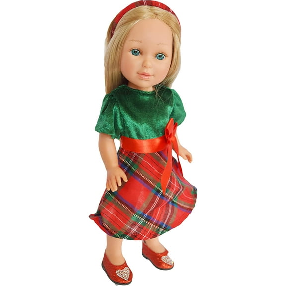 MBD Holiday Dress with Headband for 14-14.5 Inch Dolls- 14 Inch Doll Clothes