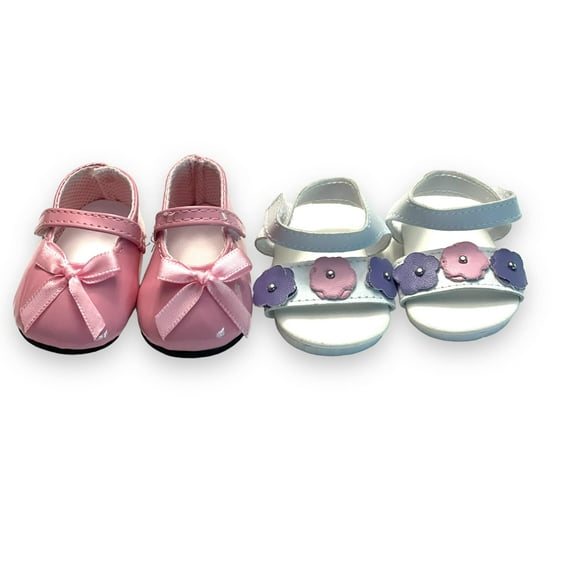 MBD Pink Mary Janes and  Flower Sandals Fits 18 Inch Dolls-18 Inch Doll Clothes