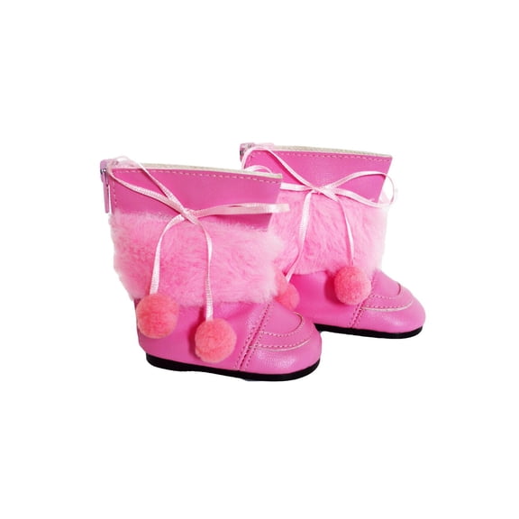 MBD Pink Pom Boots Fits 18 Inch Dolls/18 Inch Doll Boots