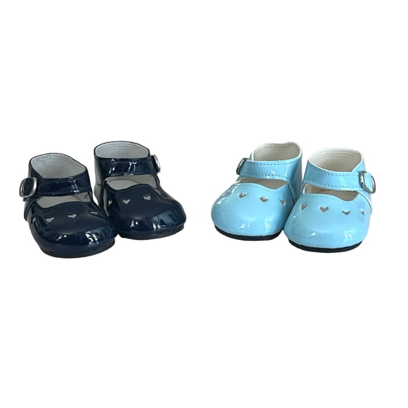 MBD Two Pairs of Mary Janes Shoes with Hearts for 18-Inch Kennedy and Friends Dolls - Perfect Fit for All 18-Inch Dolls