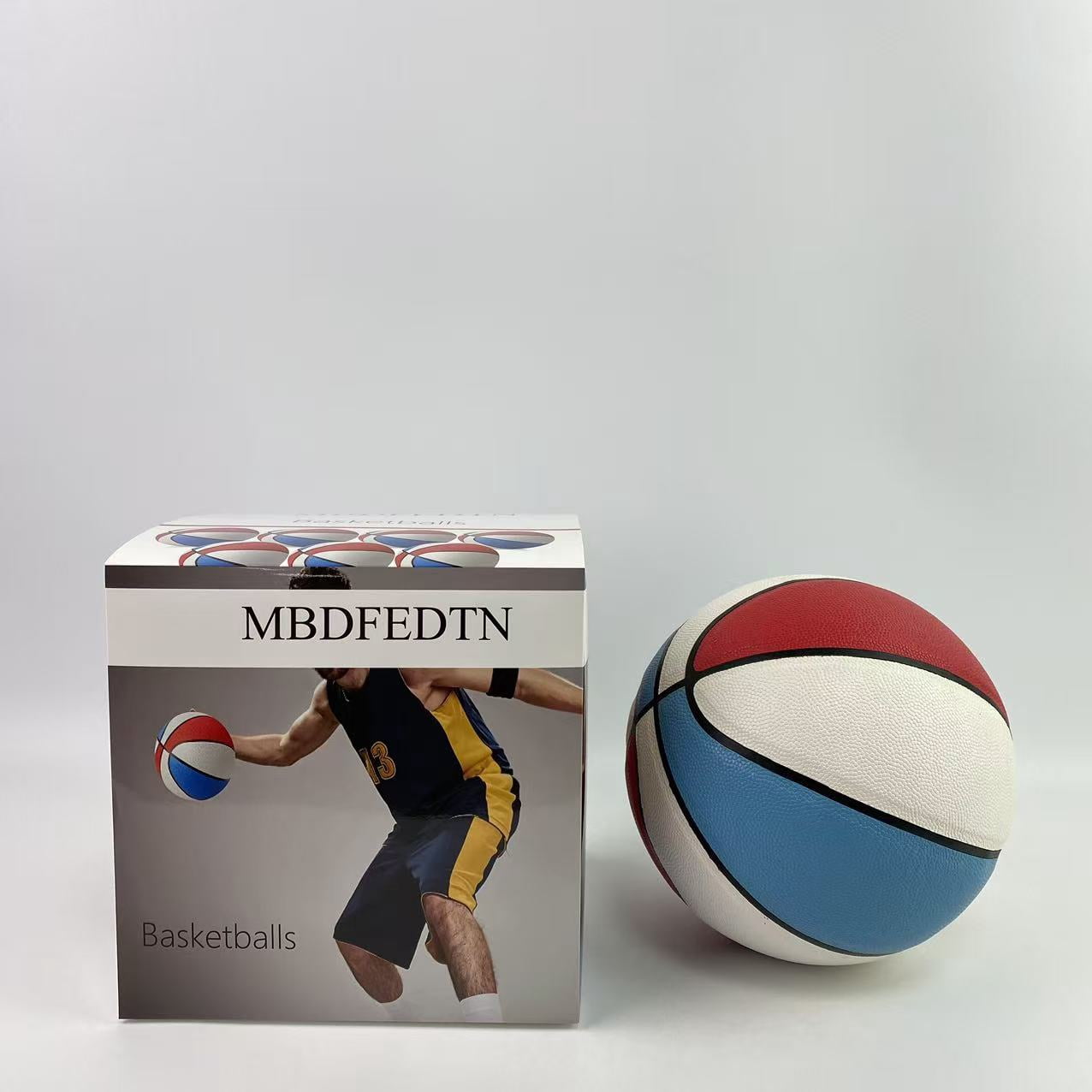MBDFEDTN Basketballs,Basketballs Bulk Official Size 7 Rubber Basketballs 29.5 Rubber Inflatable Basketballs Basketballs Bulk Standard Basketball for Training Play(Blue, White)