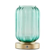 Mainstays by Becky G. & Alejandra 8.5" Rechargeable Green Lily Ribbed Glass Uplight, Gold Metal Base