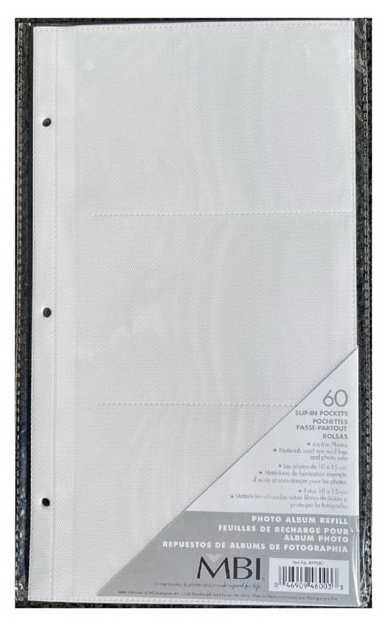 MBI PHOTO ALBUMS MBI 4x6 Slimline Photo Album Pocket Refill Pages - 3 Holes Punched