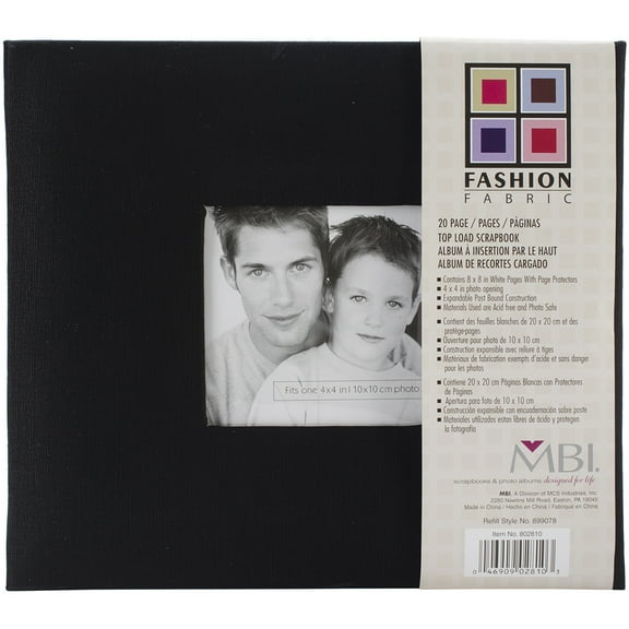 Mbi Fashion Fabric Post Bound Album W/Window 8"X8"-Black