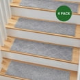 thumbnail image 1 of MBIGM Carpet Stair Treads Non-Slip for Indoor Steps, Soft Plush Polyester Stair Runners, Light Gray, 4 Pack, 1 of 10