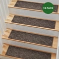thumbnail image 1 of MBIGM  8" x 30" anti slip tape Indoor Stair treads , Soft Plush Step Cover w/ Half-Inch Thick Carpet Pile for Comfort- Coffee Liquor, 1 of 10