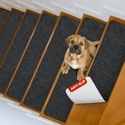 MBIGM Stair Treads for Wooden Steps, Non Slip Indoor Polyester Stair Runners, Striped Black, 15 Pack
