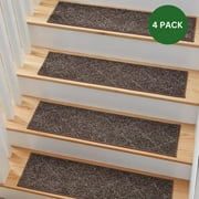 MBIGM Carpet Stair Treads Non-Slip for Indoor Steps, Soft Plush Polyester Stair Runners, Coffee Liquor, 4 Pack
