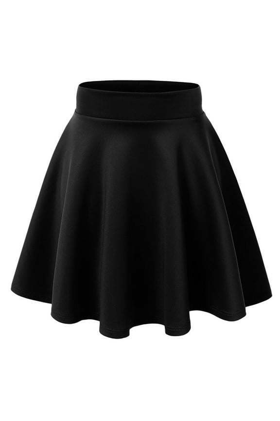 MBJ WB669 Womens Basic Versatile Strechy Flare Skater Skirt L BLACK