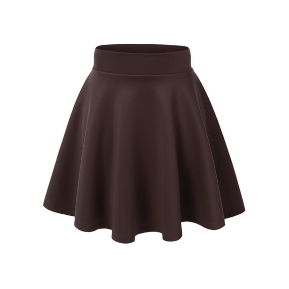 MBJ WB669 Womens Basic Versatile Strechy Flare Skater Skirt XS BROWN