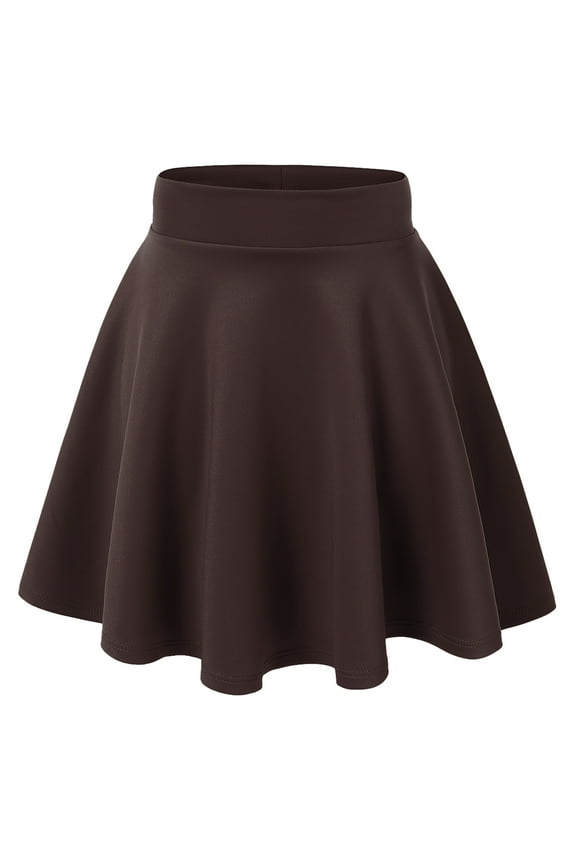 MBJ WB669 Womens Basic Versatile Strechy Flare Skater Skirt XS BROWN