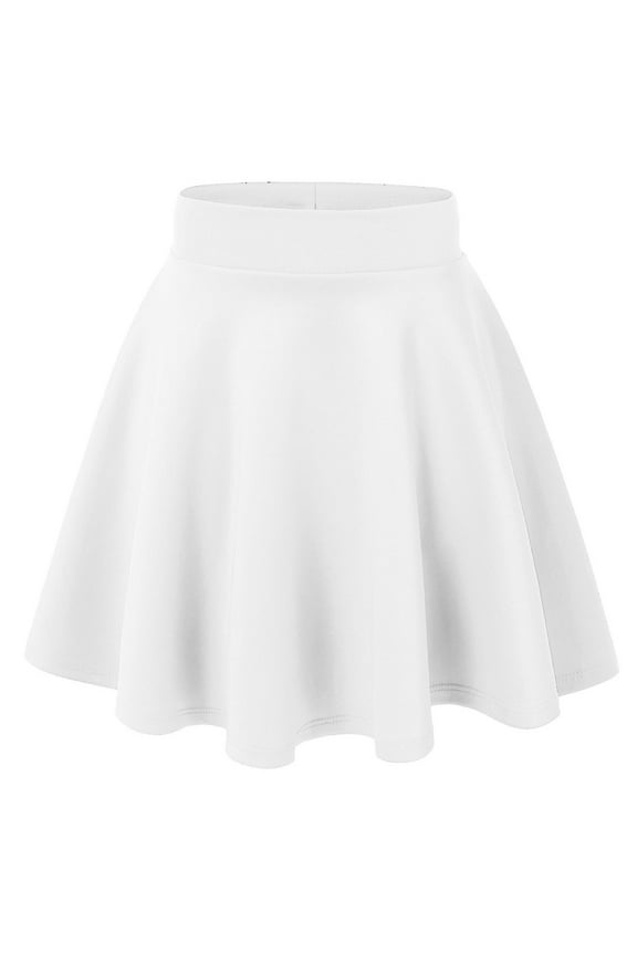 MBJ WB669 Womens Basic Versatile Strechy Flare Skater Skirt XS WHITE