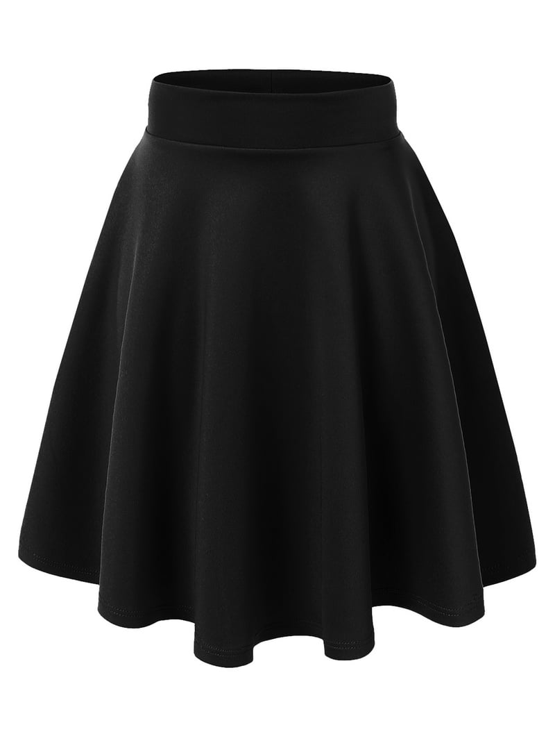 MBJ Women's Stretchy Flowy Mini Flare Skirt, Size XXL, Black