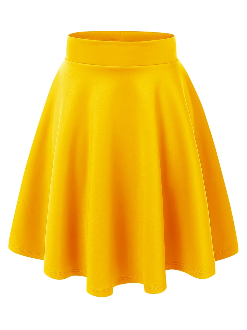 Made by Johnny Women's Flare Skirt, XXL, Yellow, Stretchy