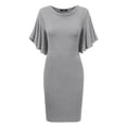 thumbnail image 1 of MBJ WDR1256 Womens Cowl Neck Short Flutter Sleeve Dress M HEATHER_GREY, 1 of 3