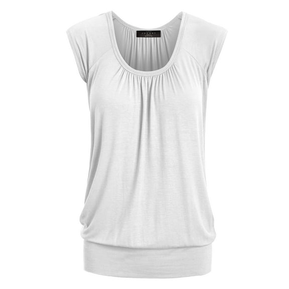 MBJ WT1054 Womens Solid Short Sleeve Sweetheart Top M WHITE