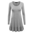 thumbnail image 1 of MBJ WT1153 Womens Long Sleeve Bottom Ruffled Tunic Short Dress XL HEATHER_GREY, 1 of 3