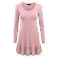 thumbnail image 1 of MBJ WT1153 Womens Long Sleeve Bottom Ruffled Tunic Short Dress XL PINK, 1 of 3