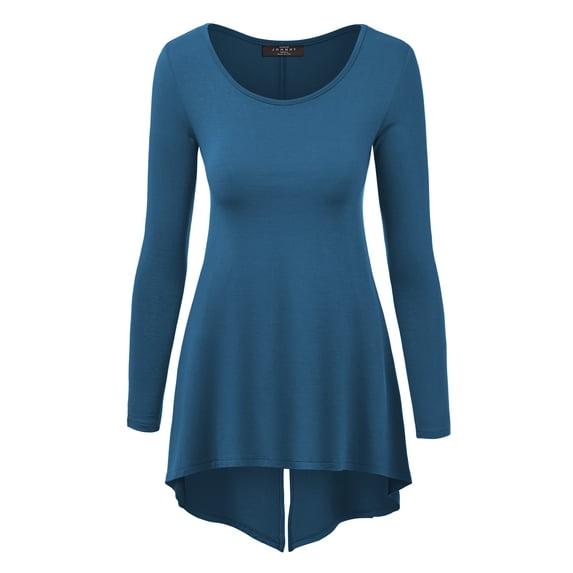 MBJ WT1172 Womens Round Neck Long Sleeve Tunic with Back Slit XXXL TEAL