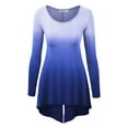 thumbnail image 1 of MBJ WT1174 Womens Round Neck Long Sleeve Ombre Tunic with Back Slit XXL ROYAL_BRITE, 1 of 3