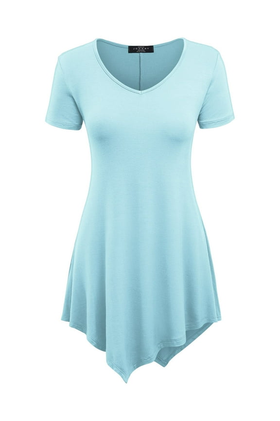 MBJ WT638 Womens Scoop Neck Trapeze Tunic XS AQUA