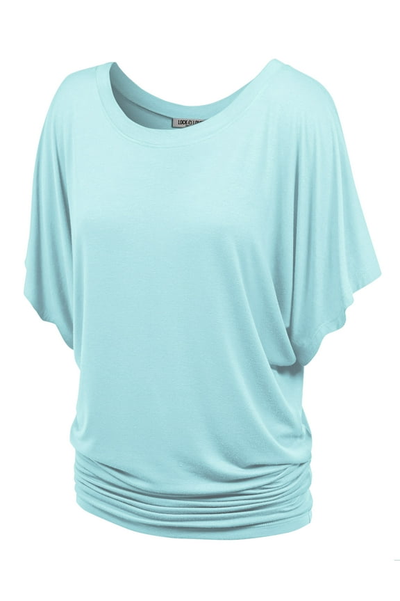 MBJ Womens Boat Neck Short Sleeve Dolman Drape Top