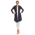 thumbnail image 1 of MBJ Womens Print Long Sleeve Open Front Long Cardigan XXL NAVY_POLKA, 1 of 3