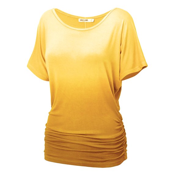MBJ Womens Round Neck Short Sleeve Dip-Dye Dolman Top ( S - XXXXXL )