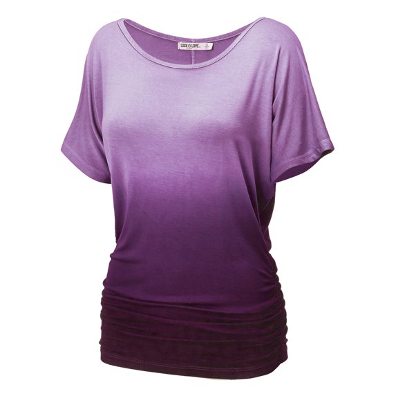 MBJ Womens Round Neck Short Sleeve Dip-Dye Dolman Top ( S - XXXXXL )