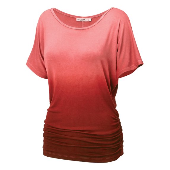 MBJ Womens Round Neck Short Sleeve Dip-Dye Dolman Top ( S - XXXXXL )