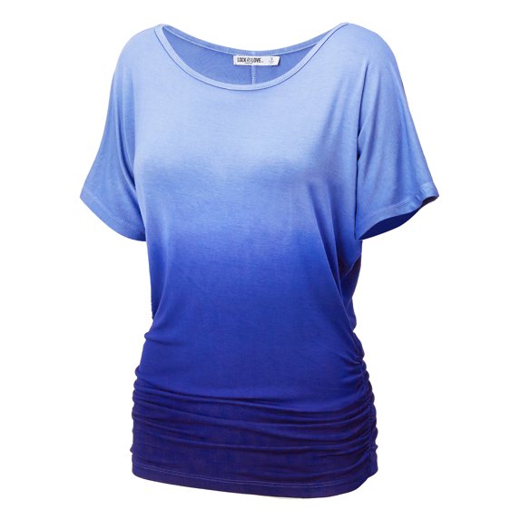 MBJ Womens Round Neck Short Sleeve Dip-Dye Dolman Top ( S - XXXXXL )
