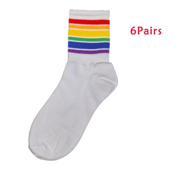 MBLBC Mid-Top Cotton Rainbow Socks, 6-Pack