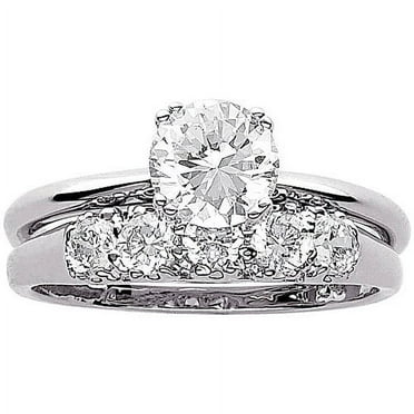 MBM Elegant 34ct TGW CZ Engagement Wedding Ring Set 925 Sterling Silver