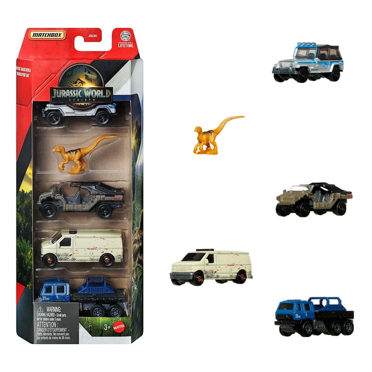 Matchbox Jurassic World 5-Pack, 1:64 Scale Die-Cast Toy Cars