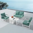 thumbnail image 1 of MBY 4-Seat Aluminum Patio Furniture Set with 45,000 BTU Propane Fire Pit Table and Glass Wind Guard, Weather-Resistant for Garden, Pool or Balcony-White, 1 of 9