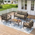 thumbnail image 1 of MBY 5-Piece Aluminum Patio Furniture Set, Outdoor Conversation Sofa Set with Coffee Table, All-Weather Deep Seating, Rust-Proof Frame for Backyard, Deck, Porch, or Balcony-Brown, 1 of 9