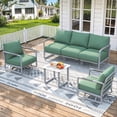thumbnail image 1 of MBY 5-Seat Aluminum Patio Furniture Set with 2 Swivel Rocking Chairs and 2 Coffee Tables, Weather-Resistant for Garden, Pool or Balcony-White, 1 of 9