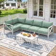 thumbnail image 1 of MBY 6-Piece Aluminum Outdoor Patio Furniture Set, Sectional Sofa with Corner Seat & Coffee Table, All-Weather Conversation Set for Backyard, Deck, Porch, or Balcony-White, 1 of 8