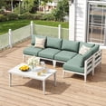 thumbnail image 1 of MBY 6-Piece Aluminum Outdoor Patio Furniture Set, Sectional Sofa with Corner Seat & Coffee Table, All-Weather Conversation Set for Backyard, Deck, Porch, or Balcony-White, 1 of 6