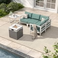 thumbnail image 1 of MBY 6-Piece Aluminum Patio Furniture Set with Fire Pit Table, Oversized Outdoor Sectional Sofa with Corner Seat, All-Weather Conversation Set for Deck, Garden, Backyard-White, 1 of 6