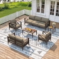 thumbnail image 1 of MBY 8-Piece Aluminum Patio Furniture Set, Oversized Outdoor Sofa Set with Coffee Table, White All-Weather Seating, Rust-Proof Frame for Backyard, Deck, Porch, or Balcony, 1 of 8