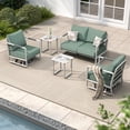 thumbnail image 1 of MBY Outdoor Aluminum Patio Furniture Set, 4-Seat Patio Conversation Sofa Set with 2 Coffee Tables and 2 Swivel Rocking Chairs, All Weather for Balcony, Garden-White, 1 of 6