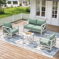 thumbnail image 1 of 4-Seat Aluminum Patio Furniture Set with 2 Swivel Rocking Chairs and 2 Coffee Tables, White, 1 of 8