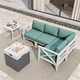 thumbnail image 1 of MAISON HUIS Outdoor Aluminum Patio Furniture Set with Fire Pit Table, 3 Piece All-Weather Patio Sectional Conversation Sets with 6 Inch Cushions for Backyard, Porch (White), 1 of 7