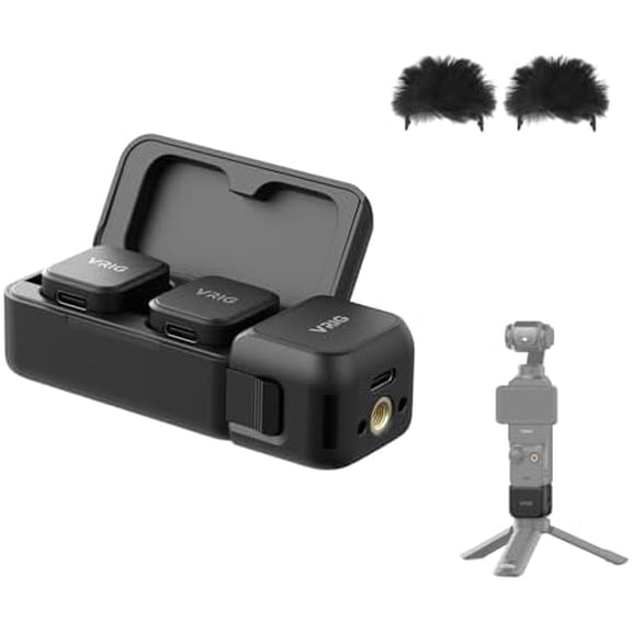MC-02 Wireless Microphone Kit (2 TX + 1 RX + Charging Case) for DJI Osmo Pocket 3, Mini Wireless Lavalier Microphone, Magnetic Attachment, Noise Cancellation, 30Hrs Use, Vlog, Live Streaming$$Music